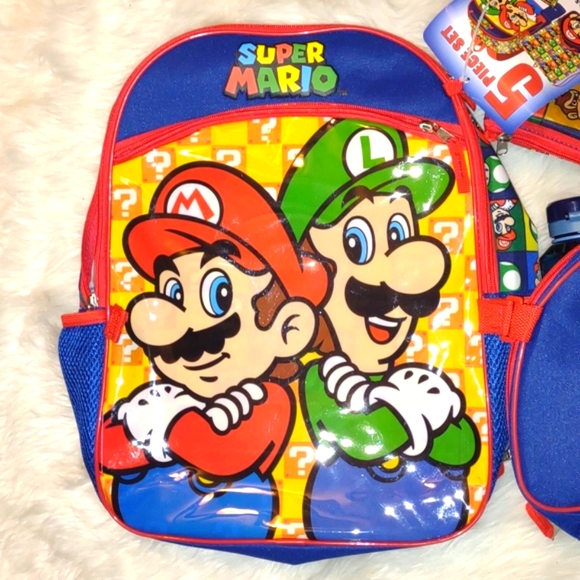 🙀💙❤️💛SUPER MARIO💛❤️💙 BACKPACK 5 Piece Set need for School - Picture 8 of 16